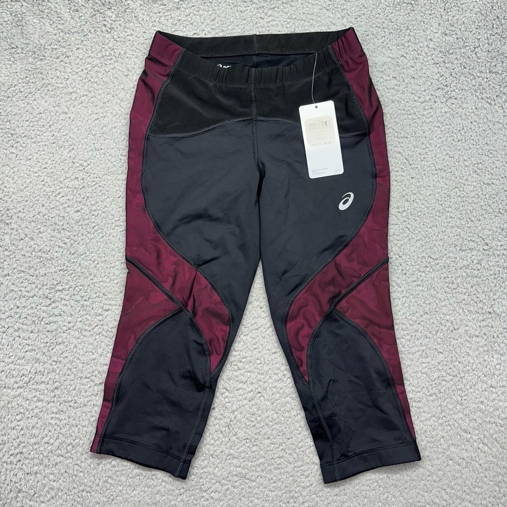 NWT ASICS W114521 Womens Medium InnerMuscle Black Leg Balance Knee Tight Capri